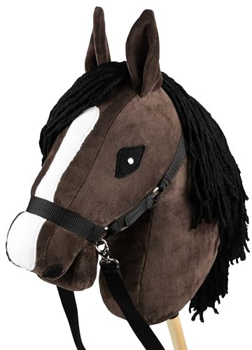 SKIPPI Hobby Horse Braunes, Großes Steckenpferd A3, Hobby Horse mit einem Halfter und Zügeln im Set, Hobby Horsing Pferd, Stockpferd