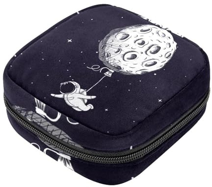 RODAILYCAY Damenbinden Aufbewahrungsbeutel für Damen, große Kapazität, Menstruationspad-Tasche, Weltraum, schwarz, Menstruationstaschen, Tampon-Sammelhalter, Geldbörse