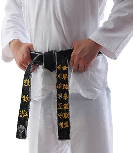 WXMYOZR Bestickter schwarzer Gürtel für Taekwondo, Karate, Kampfsport, Judo, Breite 5,1 cm, Vintage-Stil, gewaschener Distressed-Look, individueller schwarzer Gürtel