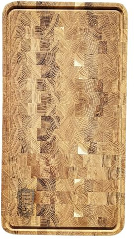 TEXAS CLUB - Tagliere in Rovere Fatto a Mano per Affettare Tritare e Servire, Design a Scacchi, Trattato con Olio di Lino, Amato dai Professionisti, Dimensioni: 40 × 24 × 3 cm