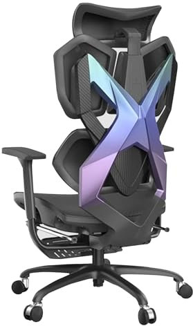 LVYWEX Gaming Chair ergonomisch verstellbare Kopfstütze Lendenwirbelstütze verstellbare Rückenlehne Videospiel-Stühle mit Fußstütze bequem und atmungsaktiv(Illusion)