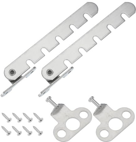 sourcing map Window Restrictor Latch Window Safety Lock Stopper, Limit Stay Adjustable Casement Window Limiter with 5 Slots for Inward Opening Window, Silver Tone (2 Set, 43mm)