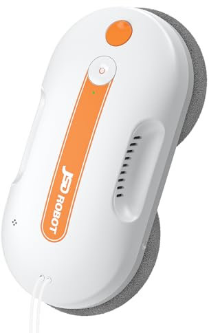 JSDROBOT Lite Robot Lavavetri,5300Pa Robot Lavavetri Finestre con Doppio Spruzzo D'acqua a Pressione Disco di Pulizia ad Alta Copertura Rilevamento dei Bordi Piano di Percorso Intelligente