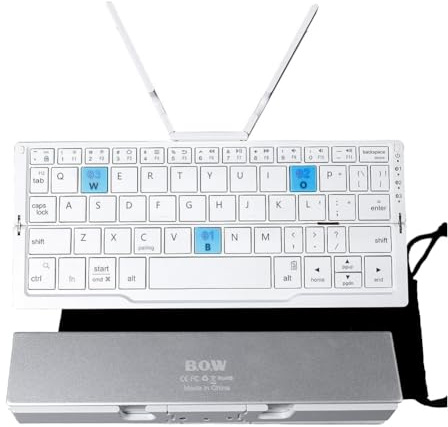 Jrifedptry Mini tastiera Bluetooth pieghevole con supporto per telefono, tastiera Bluetooth pieghevole in lega di alluminio per tablet, per telefono-B