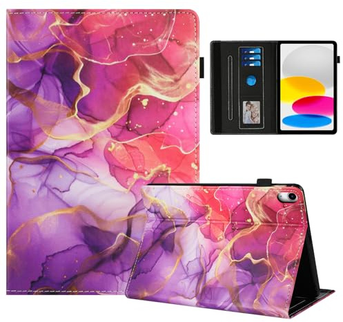 Rostsant Coque pour iPad 11 Pouces(A16) 2025/iPad 10ème Génération 10.9 Pouces 2022 Impression Graphique Housse en Tablette Cuir PU Protection pour iPad 10.9 Marbre Rose doré
