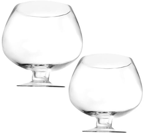 RORPOIR 2pcs Wine Glass Vase Containers Bottle Red Fish Bowl Bubble Pantry Big Brandy Glasses Fish Bowl Vase Hydroponic Planter Bowl Goblet Beer Glasses Tank Light High Borosilicate Glass