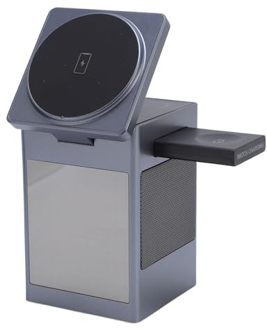 Bluetooth -Lautsprecher 3 in 1 Drahtlose Ladestation Magnetic Ladekuppe mit Wecker, Pixel -Display, Multifunktionales Drahtloses Ladegerät für das Büro Am Nacht