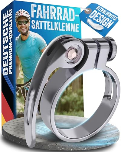 Liebdorf® Fahrrad Sattelklemme mit Schnellspanner - 31,8 und 34,9 Sattelstutzklemme aus Aluminium - Schwarz/Silber (Silber, 31.8mm)