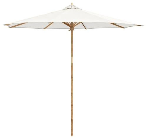 vidaXL Wood Outdoor Umbrella - Cream, UV/Weather-, Adjustable, Collapsible 270cm for Patio & Balcony
