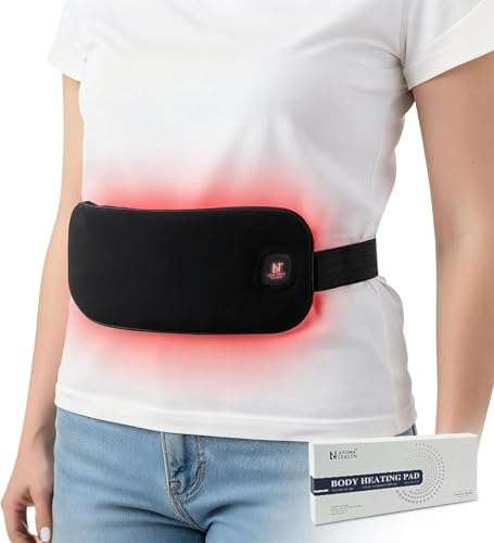 Aroma Season Electric Menstrual Heating Pad for Period Pain Relief, 3000mAh Rechargeable Heated Belt for Cramps, Cordless Heated Warmer with 3 Temperature Modes, Gifts for Women Girls Her (Black)