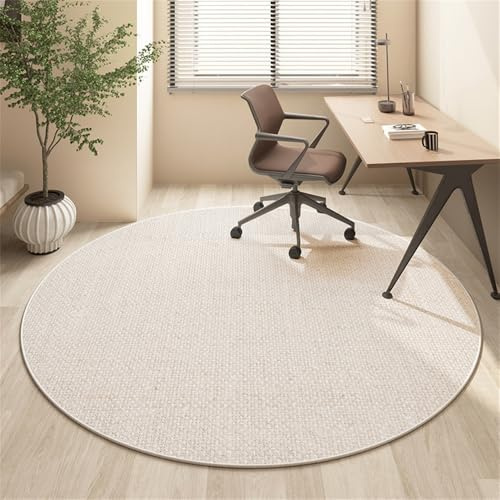 Odot Alfombra para Silla de Escritorio Redonda, Estilo Japonés Alfombra Protectora Suelo Silla Ruedas Antideslizante Gaming, Tapete de Protección de Oficina para Parqué (Blanco Crema,140cm)
