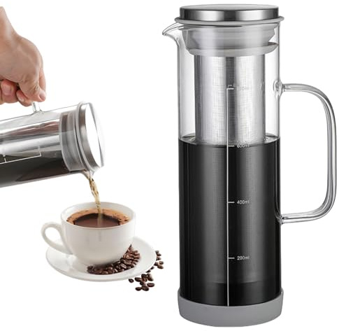 Cold Brew Caffettiera da 800 ml, Cold Brew Coffee Maker, caffettiera Cold Brew, coperchio con manico e filtro in acciaio inox, adatta per attività all'aperto, portatile, per caffè freddo, tè freddo