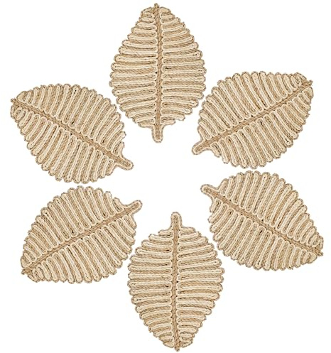 Zology Placemats Set of 6,Natural Leaf-Shape Mat for Table or Wall Décor | Handcrafted,Multi-Scenario Applications,Boho,Made of Corn Husk & Cattail,Heat Resistance and Non-Slip,Table Mats,Easy Caring