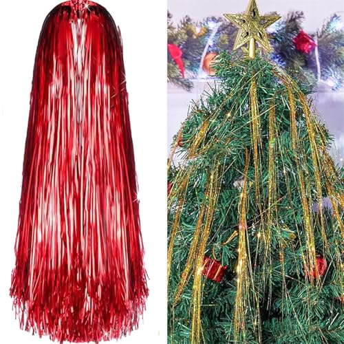 Guirnalda de carámbanos de oropel de Navidad de 5000/12000 hebras, flecos de papel de aluminio de oropel de 19.7 pulgadas, guirnalda de carámbanos brillantes para árbol de Navidad, decoraciones