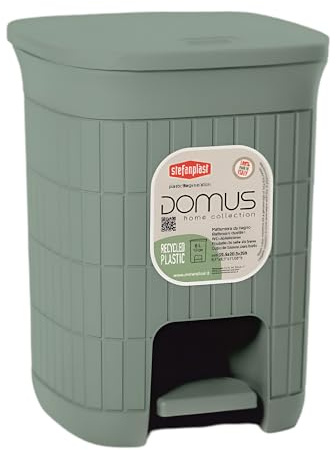 Sicignano Pattumiera da Bagno 6 Litri in Plastica Riciclata ? Cestino Gettacarta Domus con Coperchio Basculante, Design Moderno, 20,5x20,5x28h cm ? Made in Italy (Green Tea)