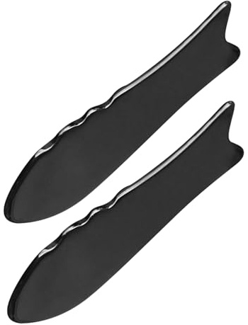 Healvian 2 St Gua Sha Massageverktyg i Naturligt Oxhorn Slät Hållbar Skrapplatta för Kropp och Ansikte Bärbar Guasha för Meridianterapi och Avslappning Lämplig för Känslig Hud