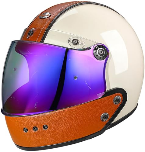 Mezzo Casco Moto Caschi Jet Retrò, DOT/ECE Omologato Mezzo Elmetto Da Moto Retrò Con Visiera Parasole, Casco Integrale Modulare Per Uomo Donna Adulto Biker Cruiser Scooter 1,M=57-58CM
