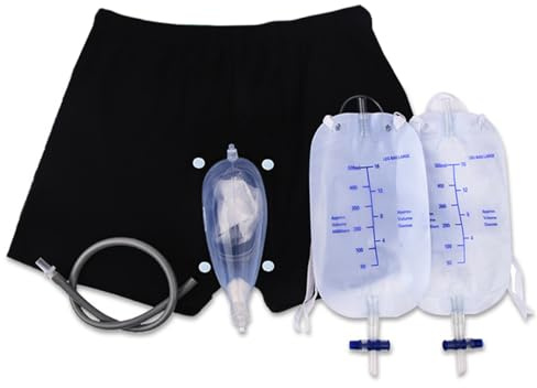 Dispositivos de incontinencia masculina Ropa interior de incontinencia a prueba de fugas para hombres Orinal portátil desmontable con bolsa de orina para hombres ancianos L Urinarios colectores