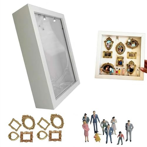 Mini scatola fai da te con sagome museali, mini cornici da museo con luci e statuette, celebra i tuoi ricordi unici con stile, kit creativo per esporre i ricordi, regalo significativo per matrimoni