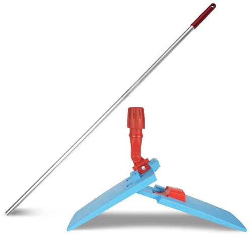 G.I.V. Bodenwischer Moppstange Aluminium 140cm mit Rändelhandgriff + Klapphalter mit Fußtaste 50cm, Alustiel für Wischmopp, Microfasermopp, Universalmopp - Wischer für die Bodenreinigung
