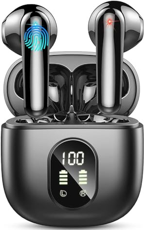 Wireless Earbuds, Bluetooth 5.3 Headphones Wireless Headphones in Ear with ENC Mic, Bluetooth Earphones Noise Cancelling Ear buds with 50H Hifi Stereo, IP7 Waterproof Headset, USB-C, LED Display