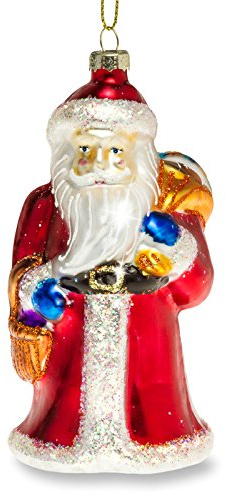 SIKORA Weihnachtsmann besondere Weihnachtskugel Glas Christbaumschmuck Deko Figur Weihnachten Anhänger Ornament - Trend Line - BS379