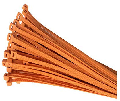 100 x Orange Nylon Cable Ties 200 x 4.8mm / Extra Strong Zip Tie Wraps