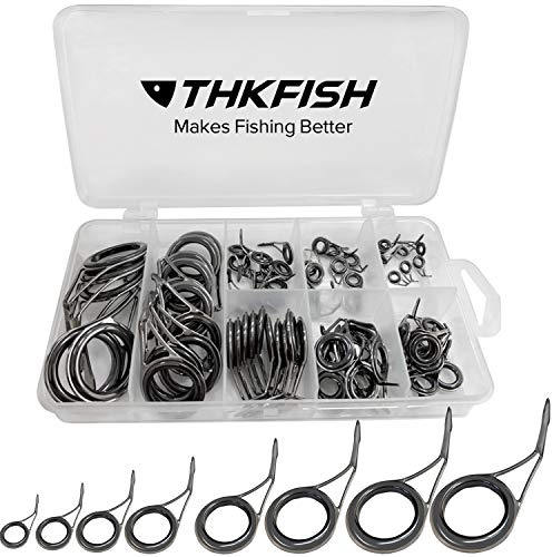 THKFISH Ruten Reparatur Kit Spinn Ruten Reparatur Keramik Edelstahl Carbon Spinnrutenführungen Angeln Ruten Reparatur Kit 35stück/75stück