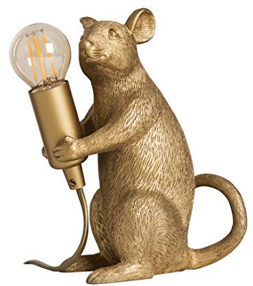 MiniSun | Modern Metallic Gold Painted Rat Design Table Lamp | Table Lamps, Home Décor & Improvement Essential | Includes 4W LED Bulb [2700K Warm White]