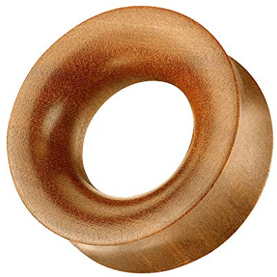 Piersando Flesh Tunnel Ohr Plug Piercing Organic Ohrtunnel Ohrpiercing Schmuck Vintage Tribal Antik Double Flared Konkav Saba Holz Braun 32,5mm