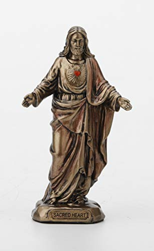 Veronese Design Statue en résine peinte à la main en bronze avec motif cœur sacré de Jésus 9,5 cm