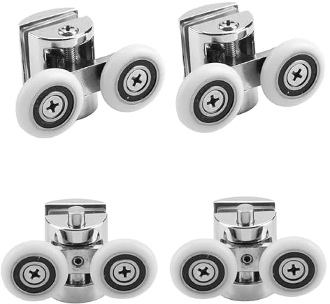Holdfiturn 4Pcs 25mm Showers Doors Wheel Rollers Zinc Alloy Shower Door Rollers Runners Fixing Pulleys Replacement Shower Door Fixing Wheels(2 Top +2Buttom)