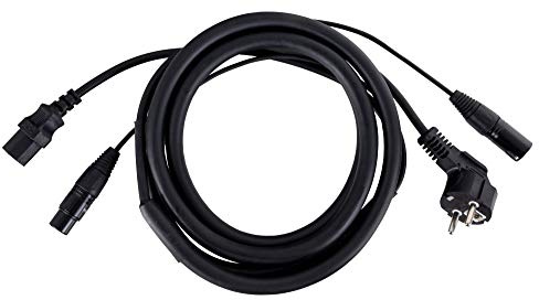 Pronomic Stage EUIECD-2.5 Câble Hybride IEC/DMX - Câble combo 2,5 m pour alimentation et signal DMX - pour connecter des effets lumineux DMX - supporte jusqu’à 6A - noir
