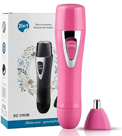 2 in 1 Elektrischer Gesichtshaarentferner für Frauen, Damenrasierer Mini-Face Haarentferner Schmerzfreie, Nasen-Haar-Trimmer Wasserfester Rot