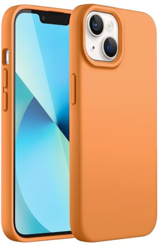 JETech Silikon Hülle für iPhone 13 6,1 Zoll, Ganzkörperschutz handyhülle mit Seidig-Weicher Berühren, Stoßfeste Hülle mit Mikrofaser-Futter (Gelborange)