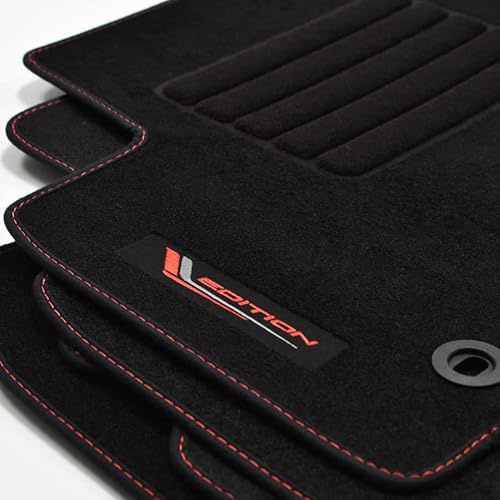 Mattenprofis Velours Fußmatten Edition geeignet für Ford S-Max | Baujahr von 05/2006 bis 2015, Farbe schwarz/rot, Absatzschoner, rutschfester Rücken, Automatten, Autofußmatten