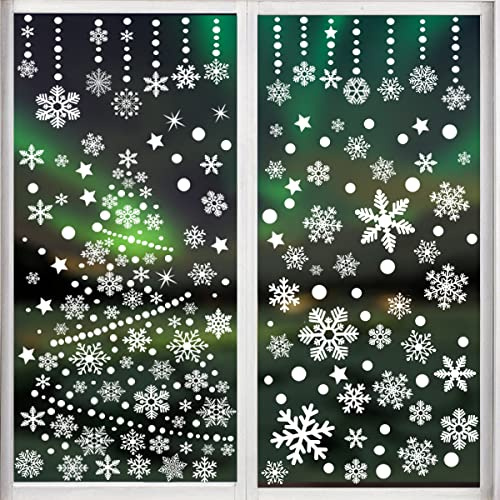 214 Stück Fenstersticker Schneeflocken,Weihnachtsfensteraufkleber,Weihnachts Aufkleber Fenster,Schneeflocke Aufkleber,Fensteraufkleber Weihnachten Wiederverwendbar