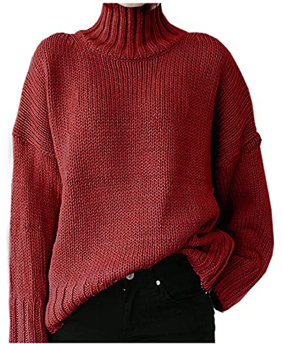 Rollkragenpullover Damen Rollkragenpulli Beste Freunde Pullover Kapuzenpullover Herbst Winter Hoodie Sweatshirt Langarm für Frauen Damen Einfarbig Stehkragen Gestrickte Warme Pullover Tops