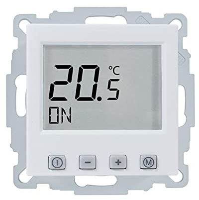 Ritzer Raumthermostat Digital für Busch-Jaeger Balance SI, Gira, Berker, Merten und Jung zur Regelung von Fußbodenheizung Stellantrieben 230V, alpinweiß (Merten Serie System M)