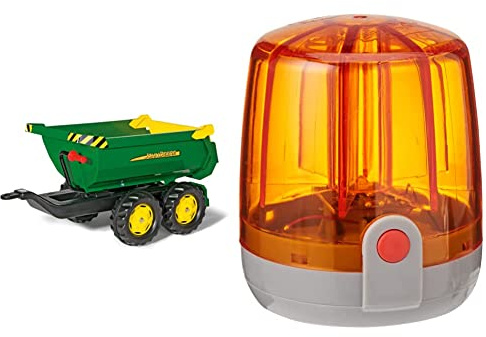 Rolly Toys rollyHalfpipe John Deere (Alter 3-10 Jahre, Rundmulden-Kipper), XXXXX-Large & Blinklicht rollyFlashlight (Blinkleuchte orange, Rundumleuchte mit Montagefuß, für Kinderfahrzeuge) 409556