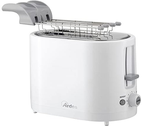 ARDES - ARTOAST01 TOSTO SLEEK PLUS Tostapane con Pinze per Toast Farciti - 2 Timer per 7 Tostature - Tostapane con Pinze 4 Fette EXTRA + Raccoglibriciole Removibile e Avvolgicavo