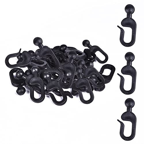Tngan 36 Stück Kunststoff-Haken für Pavillon-Vorhänge, Moskitonetz, schwarz | 36 schwarze Kunststoffhaken, für Pavillon-Vorhänge, Moskitonetz, Outdoor-Baldachinplatten, Ersatzzubehör zum Aufhängen