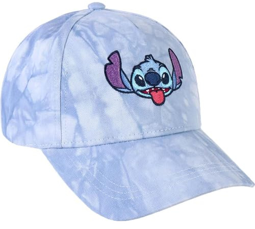 CERDÁ LIFE'S LITTLE MOMENTS Kappe mit gebogenem Schirm Stitch - Blau - Erwachsenengröße - Gesticktes Charakterdetail - Kappe für Erwachsene mit verstellbarem Hinterverschluss