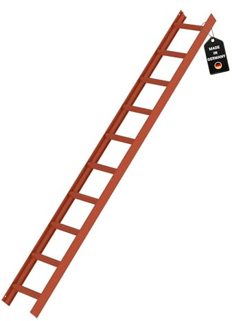 PROREGAL Dachleiter | Rot | 10 Sprossen | Leiter, Teleskopleiter, Trittleiter, Bockleiter, Sprossen-Doppelleiter