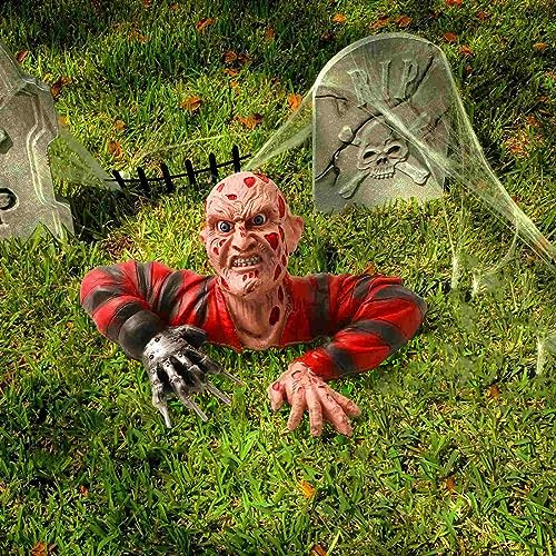 Uezeth Halloween Garden Decorations, Zombie Garden Ornaments, Horror Creeper Zombie Halloween Props Tomb Walker Resin Sculpture Outdoor Garden Home Party Decor Gift (12 * 16 * 7CM)(no Hat)