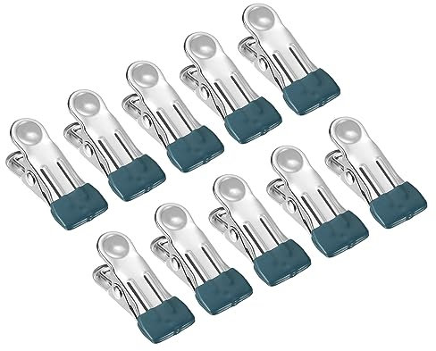 QUARKZMAN 30pcs INOX Acier Pinces Linge, Polyvalent Vêtements Épingles Linge Pinces pour Extérieur Corde Linge suspensions Séchage, Encre Bleu