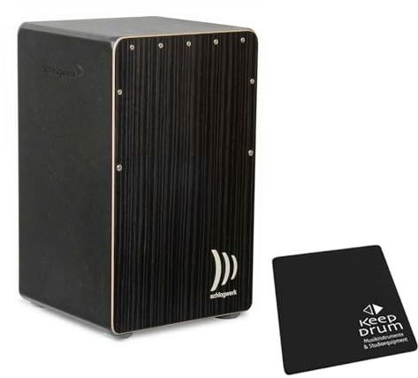 Schlagwerk CP91 Cajon Rudiments Hard Coal Stripes + keepdrum Sitzpad