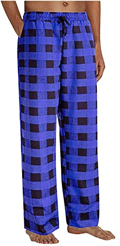 Mens Pajamas Plaid Pajama Pants Sleep Long Pant with Pockets Soft PJ Bottoms Classic Home Wear Elastic Waist