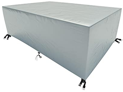 HNKDKJ Coperture per Mobili da Giardino 150x130x90cm(LxWxH) Telo Copritavolo Da Esterno 420D Oxford Tessuto Copertura Tavolo Esterno Rettangolare Impermeabile Anti-UV Telo Copertura Esterno-Argento