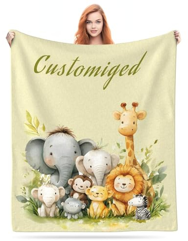 LMQJDZ Couverture Bébé personnalisée, Couverture personnalisée pour bébé avec n'importe Quel nom, Douce et Confortable Nouveau-né Cadeaux personnalisés pour-Multiples Fond au Choix